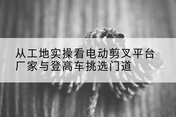 贞丰电动剪叉升降平台厂家-从工地实操看电动剪叉平台厂家与登高车挑选门道